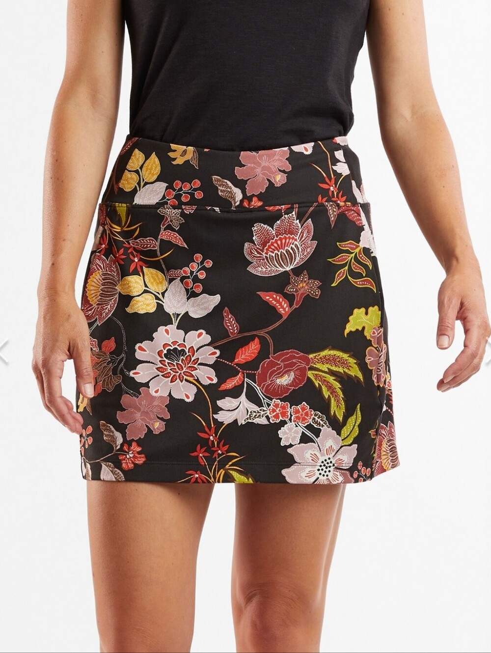 Title Nine Dream On Skort Size XL Branwen Black Floral 17' Pockets Super Soft